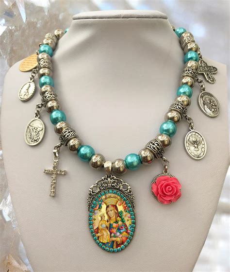 UNIQUE PERPETUAL HELP Exclusive Our Lady Necklace Catholic Christian Religious Jewelry Pendant ...