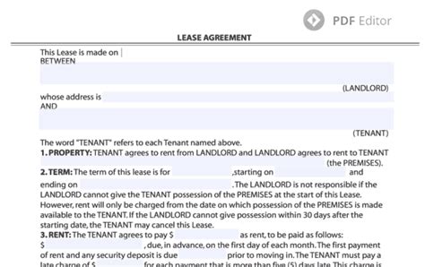 free basic rental agreement or residential lease pdf docx - free rental lease agreement ...