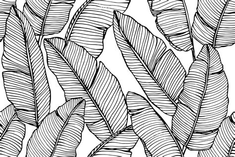 Banana Leaf Hand Drawn Seamless Pattern 962715 Vector Art at Vecteezy