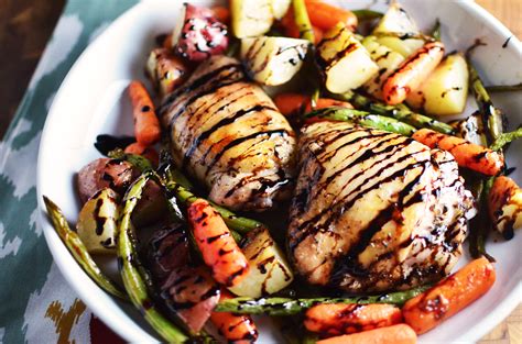 Roasted Chicken and Vegetables with Balsamic Glaze - Simple, Sweet & Savory