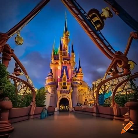 Disney world rollercoaster with immersive theming on Craiyon