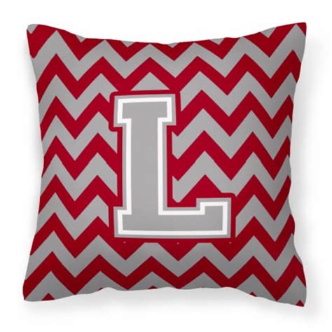 Letter L Chevron Crimson and Grey Fabric Decorative Pillow, 14Hx14W - Kroger