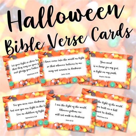 Christian Halloween Bible Verse Cards for Candy, Religious Halloween ...