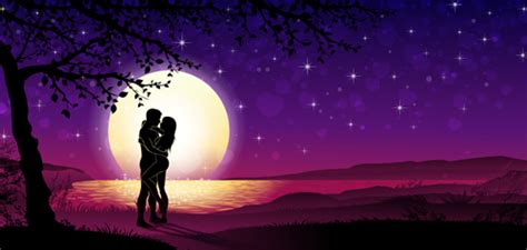 Lovers silhouette with moon and tree vector 02 - WeLoveSoLo