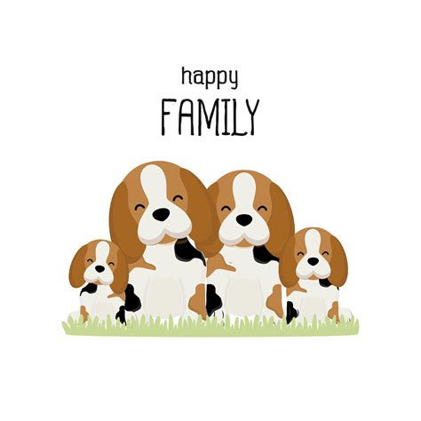 Happy cute beagle family cartoon. 672071 Vector Art at Vecteezy