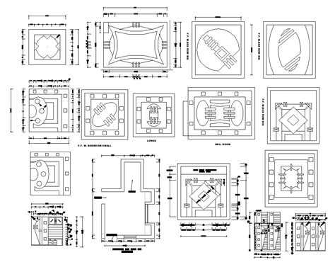 Ceiling plan detail 2d view layout dwg file - Cadbull