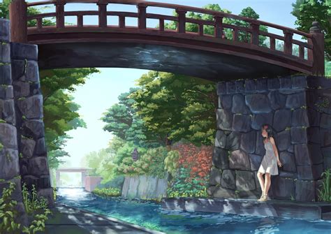 Anime Tranquil Bridge HD Wallpaper by Myojo999