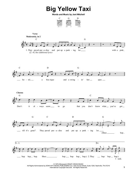 Big Yellow Taxi | Sheet Music Direct