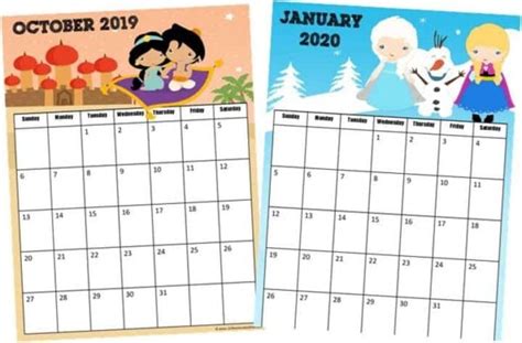 👑 Free Printable Disney Princess Calendar 2023