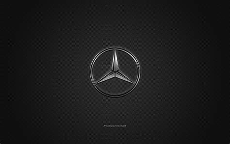 Download wallpapers Mercedes-Benz logo, silver logo, gray carbon fiber background, Mercedes-Benz ...