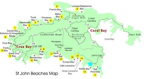 Best St. John USVI Beaches - Map for Travel Planning