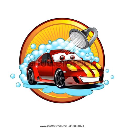 Funny Cartoon Car Wash Stock Vector (Royalty Free) 352884824