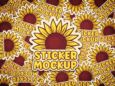 Sticker Mockup PSD Template Photoshop Template Smart Object Replacement ...