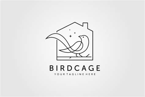 Line Art Bird Cage Logo Vector Design Graphic by lawoel · Creative Fabrica