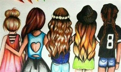 Five Sisters Friendship 5 Bff Drawings - img-Baback