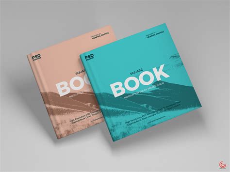 Book Cover Mockup Including Two Overlapping Square Cover Books (FREE ...