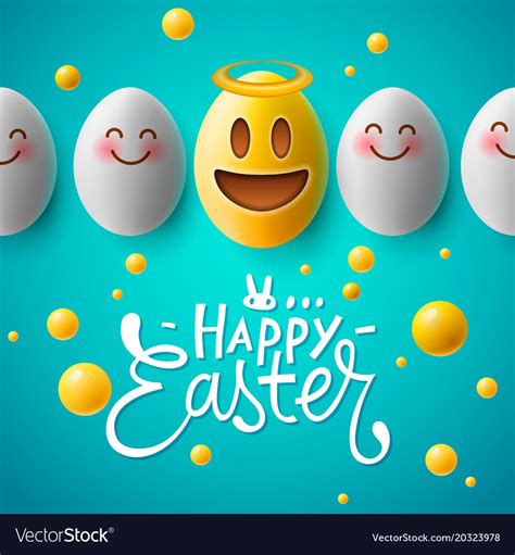 Happy easter easter emoji eggs Royalty Free Vector Image