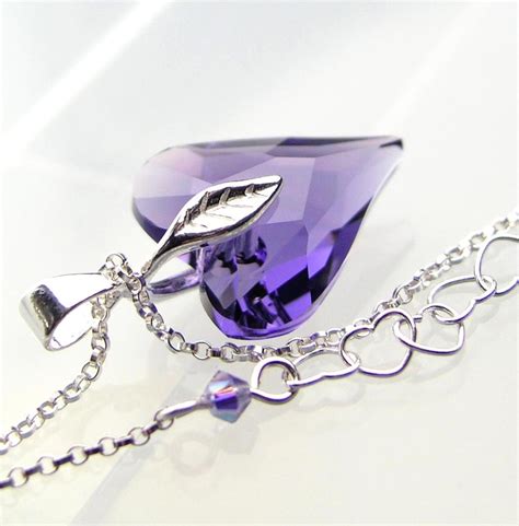 Tanzanite Heart Necklace Sterling Silver Swarovski Purple