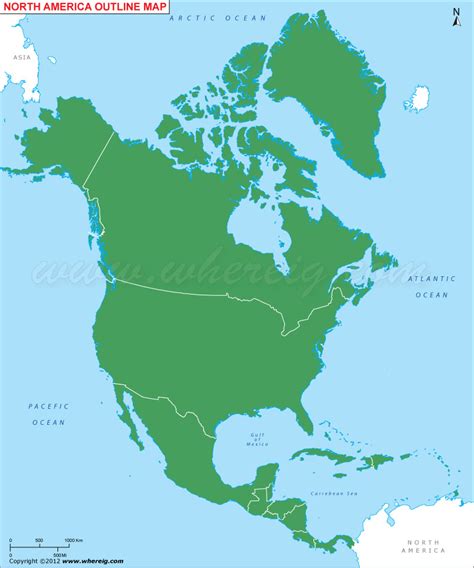 North America Outline Map, North America Blank Map - Free Download Here