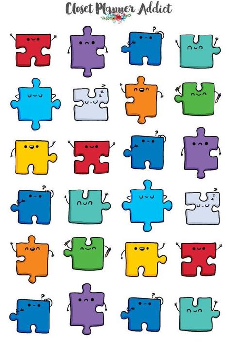 Kawaii Jigsaw Puzzle Planner Stickers Jigsaw Puzzle Stickers Puzzle Stickers Jigsaw Stickers Toy ...