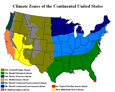 Printable Map of Climate Map of North America: United States and Canada – Free Printable Maps ...