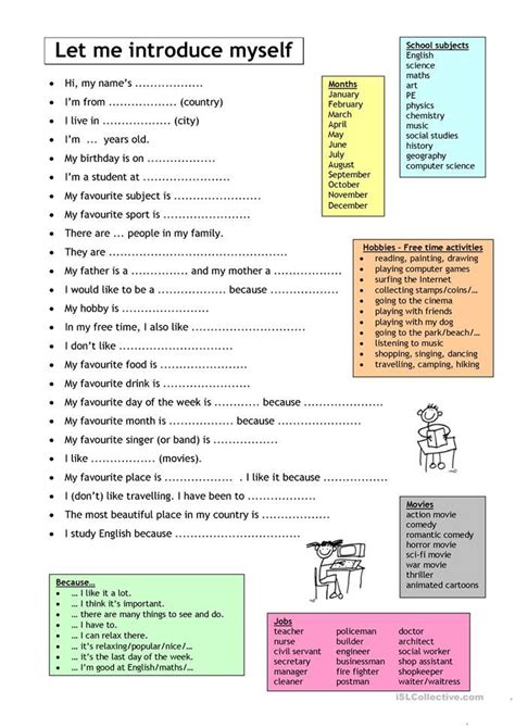 Let me introduce myself - English ESL Worksheets for distance learning ...