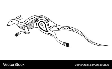 Kangaroo aboriginal art style monochrome isolated Vector Image