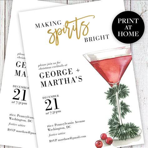 Christmas Cocktail Party Invitation Print at Home | Etsy in 2021 ...