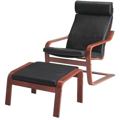 Ikea Poang Chair Armchair and Footstool Set with Black Leather Covers, 303838.21129.82 - Walmart.com