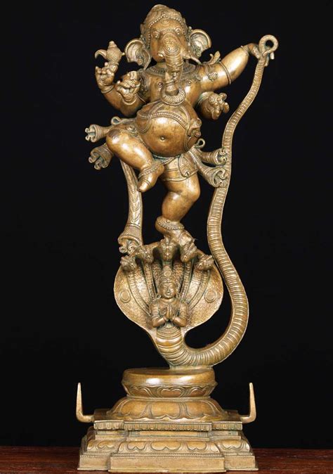 SOLD Bronze Kalinga Ganesha Statue 21" (#64b6): Lotus Sculpture