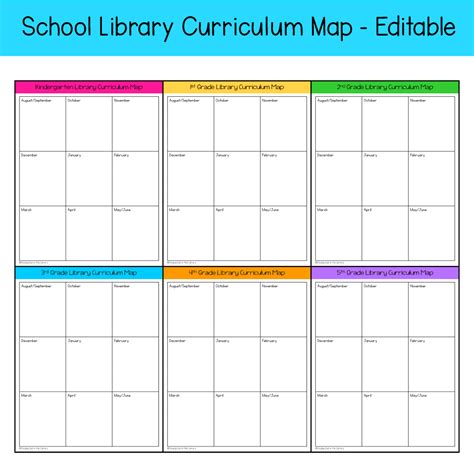 Elementary Library Curriculum Map Templates – Editable