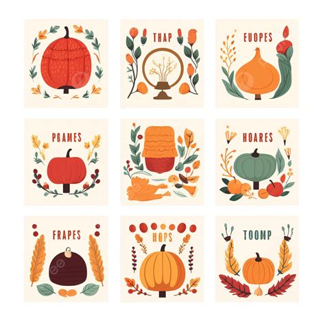 Flat Thanksgiving Celebration Greeting Cards Collection, Thanksgiving, Give Thanks, Thanksgiving ...