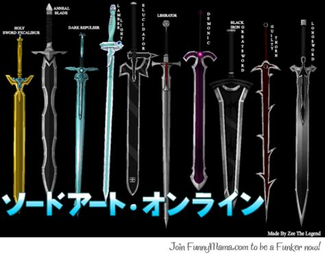 The whole set of Swords used In Sword Art Online | Фэнтези ...