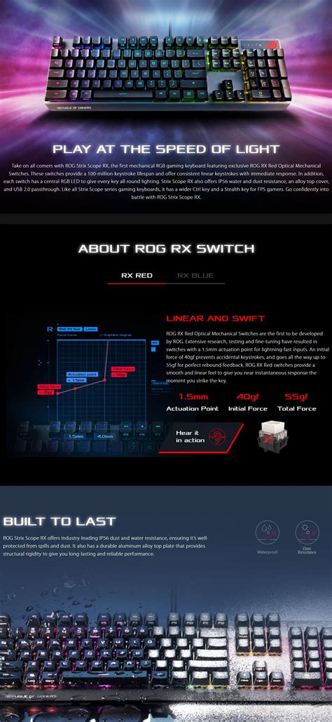 ASUS GAMING WIRED KEYBOARD ROG STRIX SCOPE RX/BL/US XA05