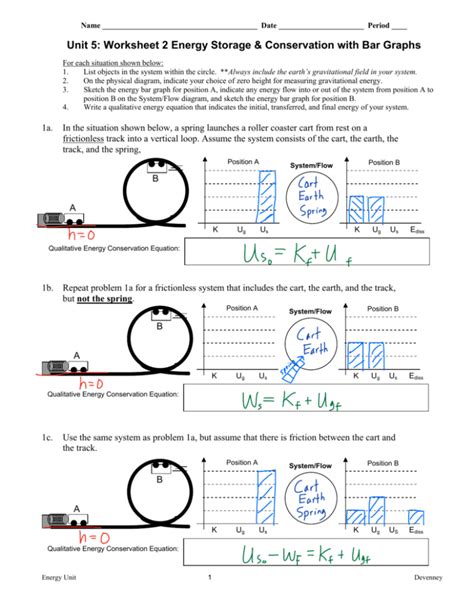 Work Energy Bar Charts Worksheet - Chart Examples