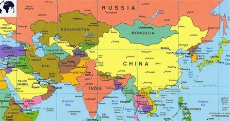 Free Labeled Asia Map with Countries & Capital in PDF Name Of All Countries, World Map With ...