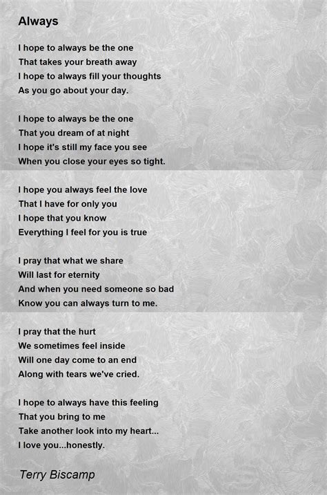 Always - Always Poem by Terry Biscamp