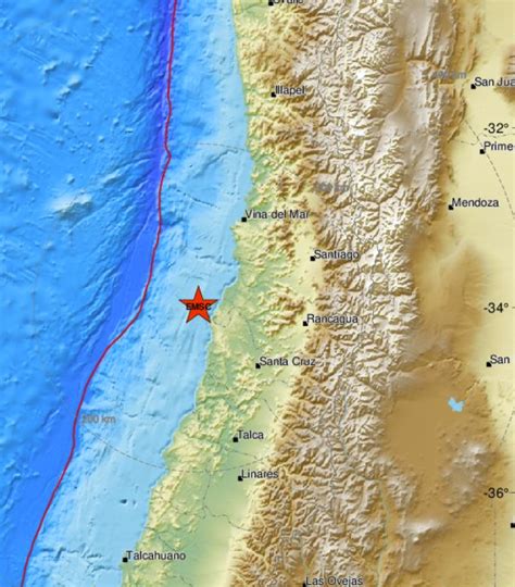 Magnitude 5.7 earthquake offshore Chile