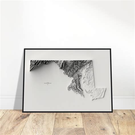 Maryland Elevation Map Wall Art Print Topographic Map - Etsy