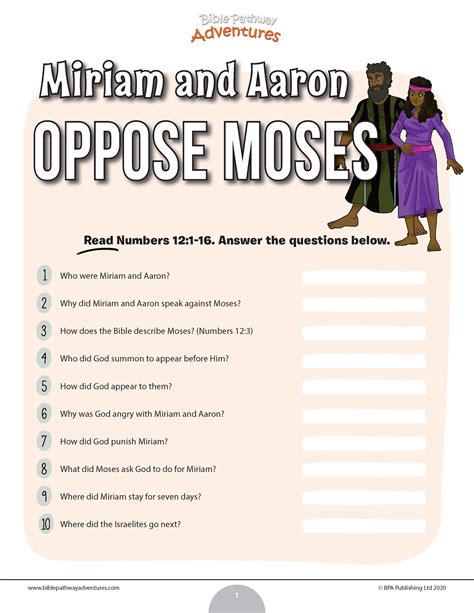 Miriam and Aaron Oppose Moses – Bible Pathway Adventures