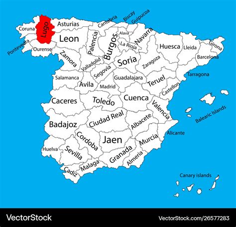 Lugo map spain province administrative map Vector Image