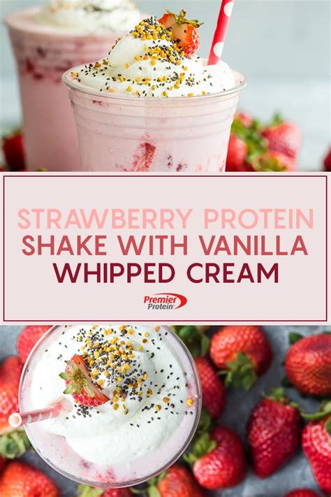 Strawberry Protein Shake With Vanilla Whipped Cream Recipe | Recipe | Strawberry protein ...