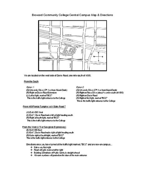 Broward Community College Campus Map - 3501 SW Davie Road Davie FL ...