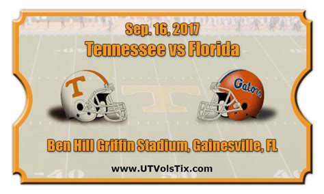 Tennessee Volunteers vs Florida Gators Football Tickets | Sep. 16, 2017