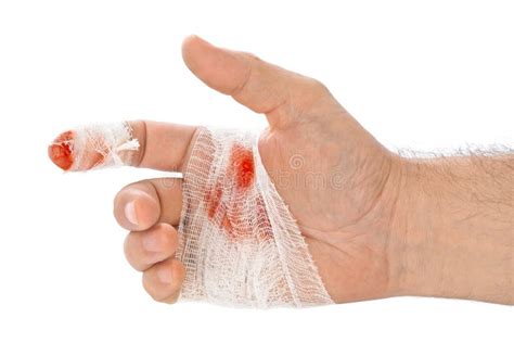 Hand mit Blut und Verband stockbild. Bild von verband - 53048997