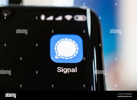 February 17, 2021, Barnaul, Russia: The signal app icon on your smartphone. Signal a new private ...