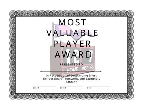 Most Valuable Player Award Certificate Template - Varicolored Download ...