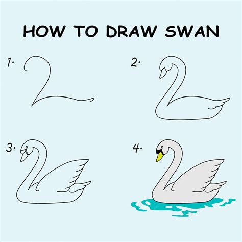 Premium Vector | Step by step to draw a swan. drawing tutorial a swan. drawing lesson for children.