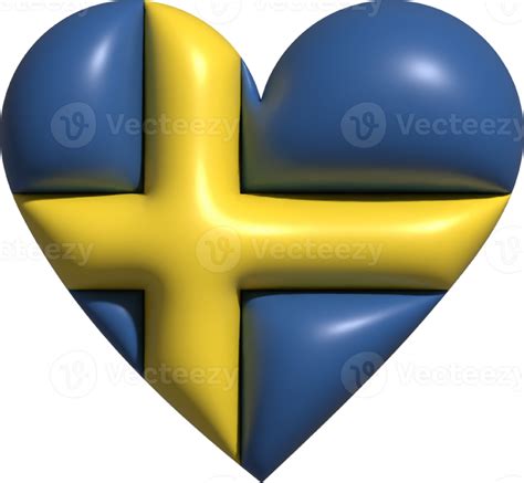 Sweden flag heart 3D. 22121654 PNG