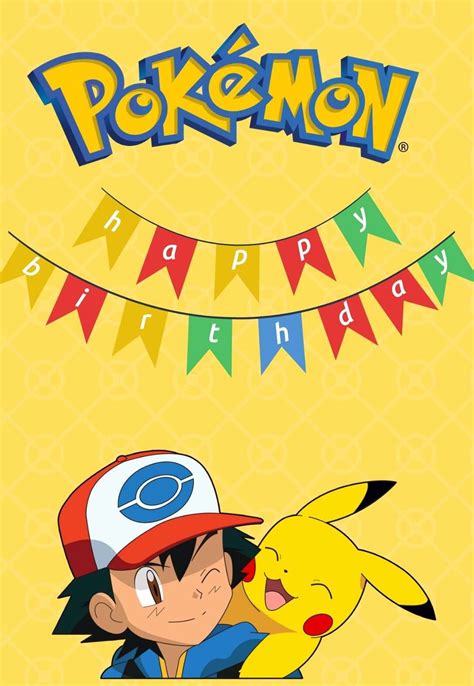 Pikachu Printable Birthday Cards — PRINTBIRTHDAY.CARDS | Pokemon birthday card, Pokemon birthday ...